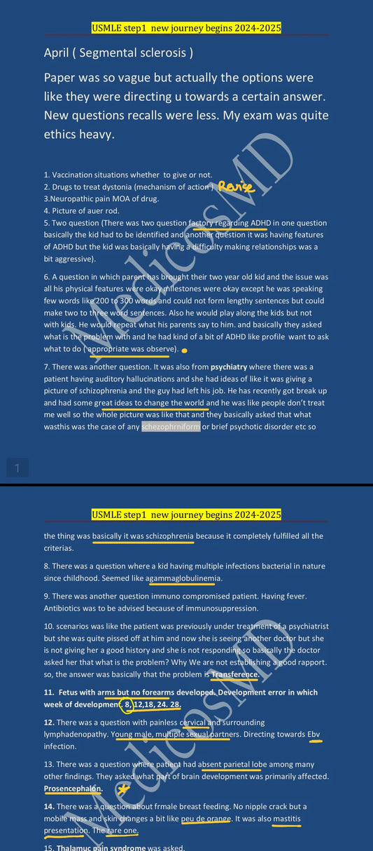 usmle Step 1 recalls