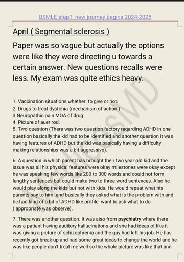 USMLE STEP 1 RECALLS